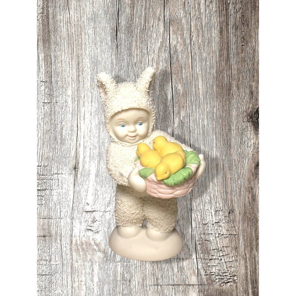 Adorable Dept. 56 Snowbunnies A Basket Of Joy Porcelain Figurine